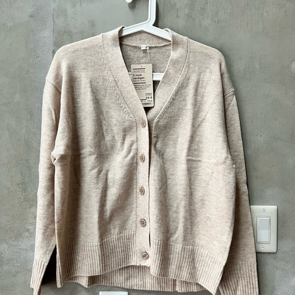 MUJI - Womens Yak Blend Wool V Neck Cardigan - OATMEAL - Picture 5 of 5